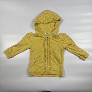 Amgirl Hoodie Kids XS Yellow Fresh Terry Long Sleeve Ruffle Detail Front Zip